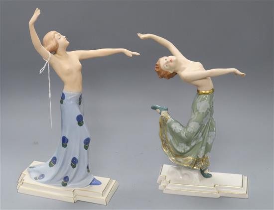 Two Royal Dux figures of dancing girls tallest 33cm